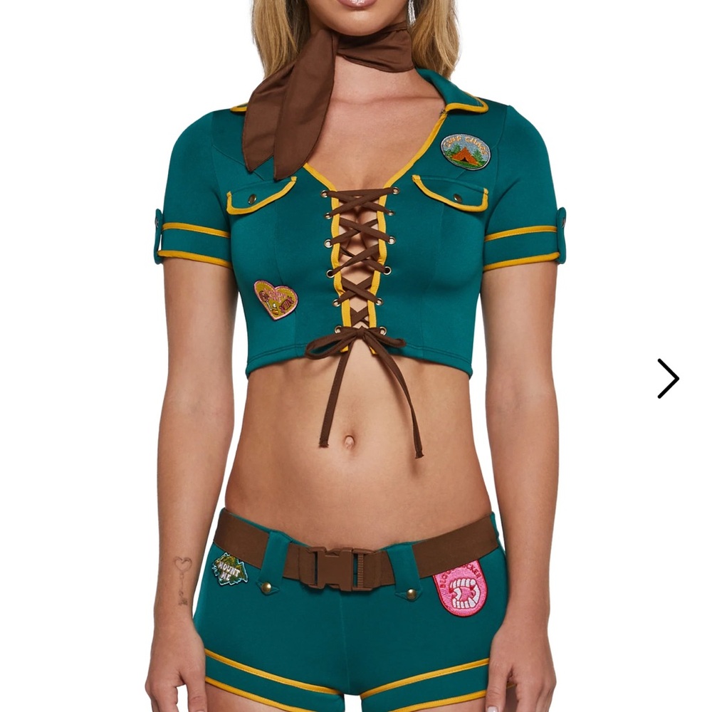 Girl Scout Teal and Brown Lace-Up Costume Set